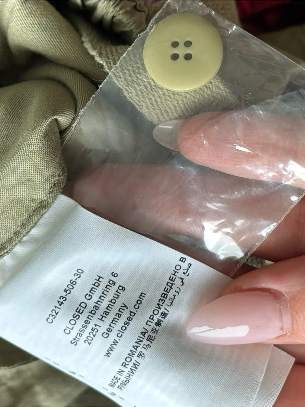 CLOSED Light Olive Men Cargo Parachute Pants Size 34 - Picture 9 of 11